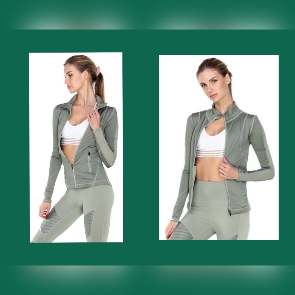 LA Society Women's Moto Set Frost Jacket Green Large NEW